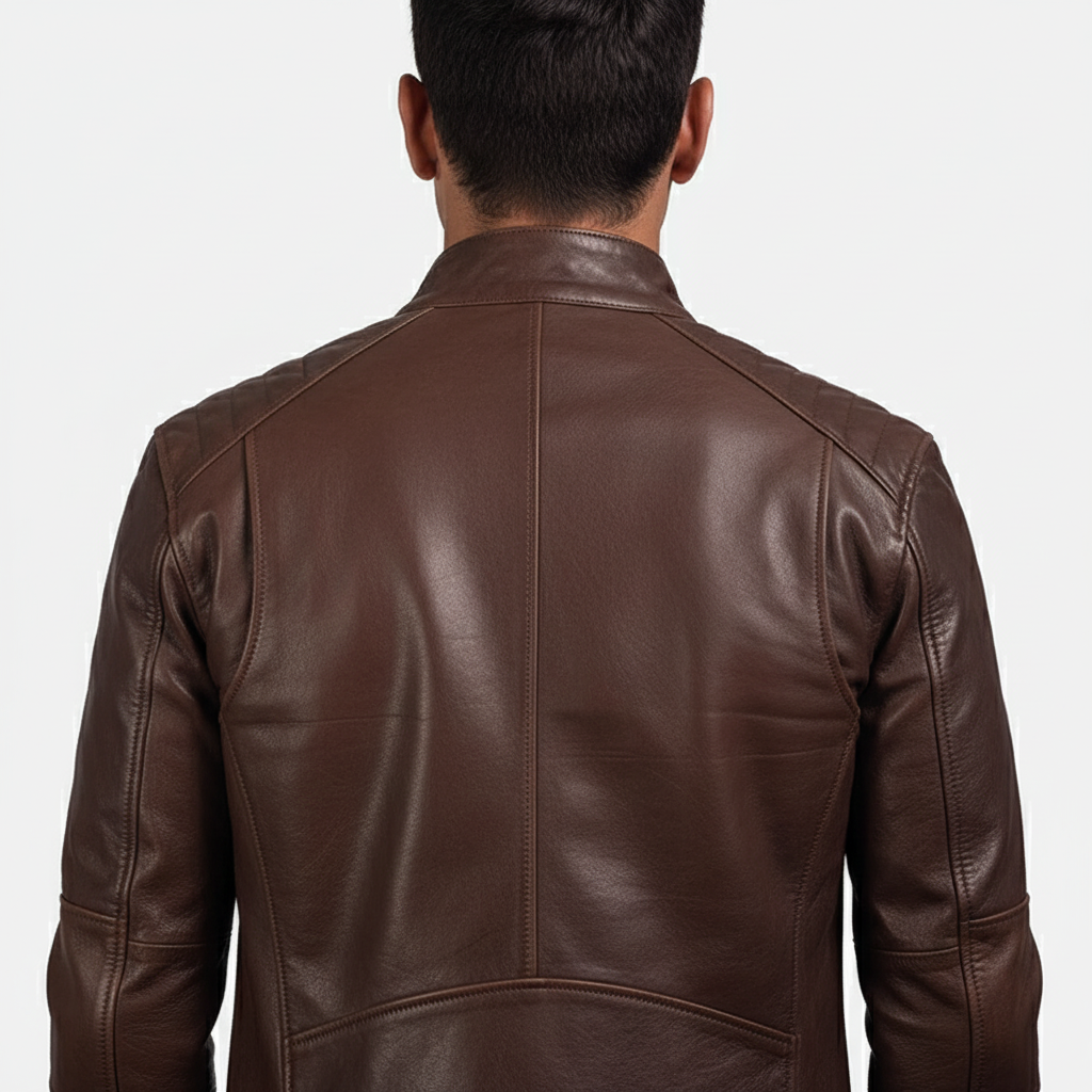 Brown Leather Biker Jacket