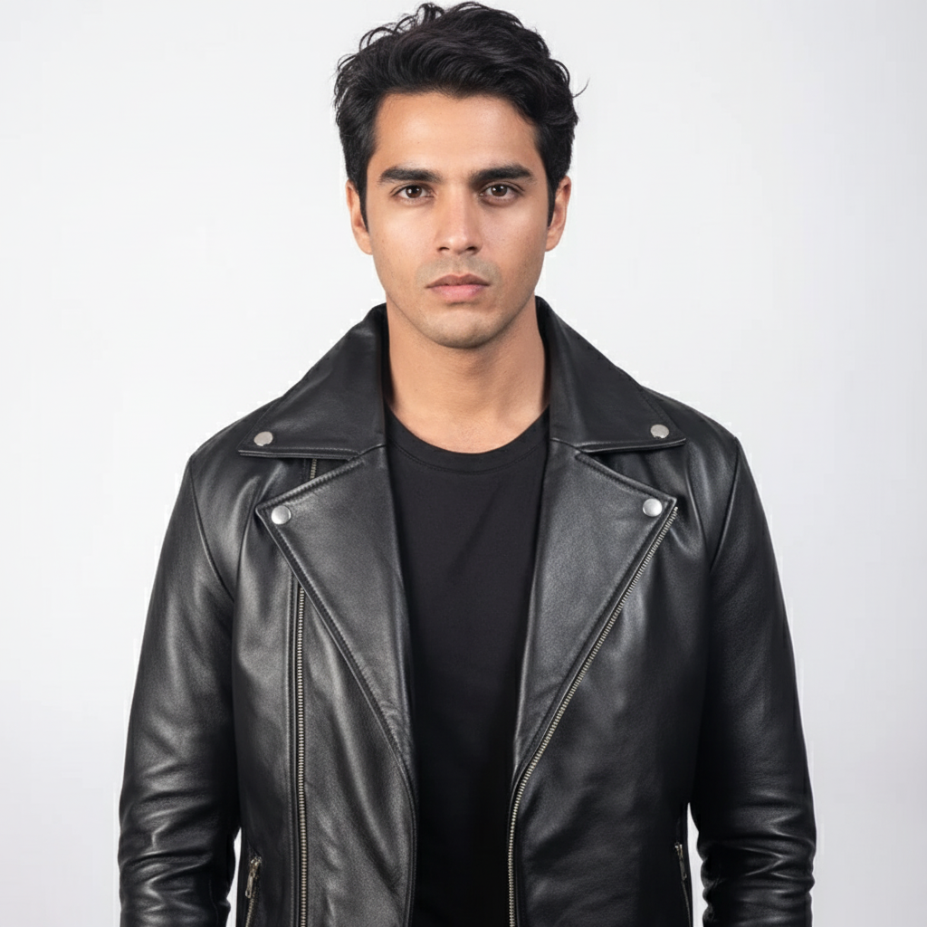Noah Black Leather Biker Jacket