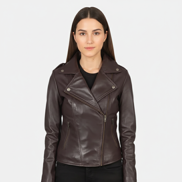 Flash Back Maroon Leather Biker Jacket