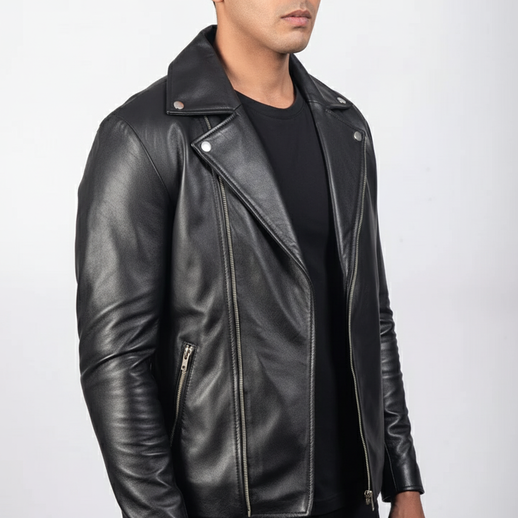 Noah Black Leather Biker Jacket