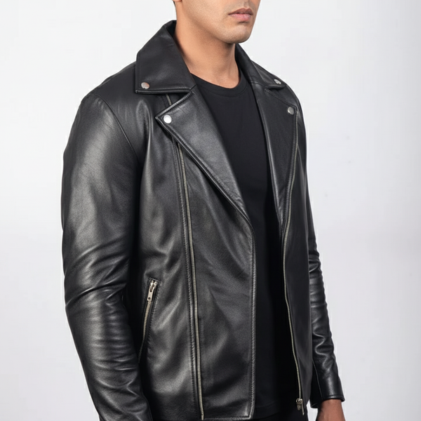 Noah Black Leather Biker Jacket