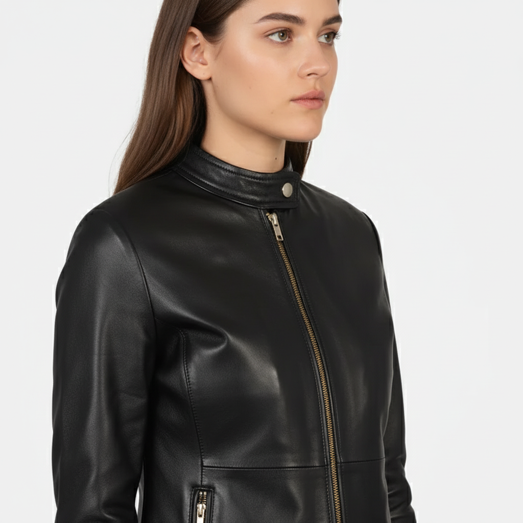 Rave Black Leather Biker Jacket
