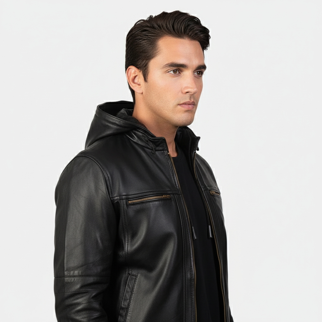 Bouncer Biz Black Leather Bomber Jackets