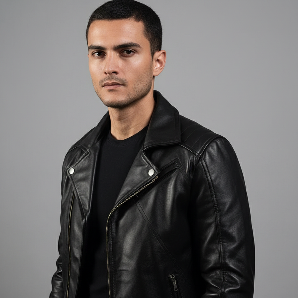Legacy Black Leather Biker Jacket