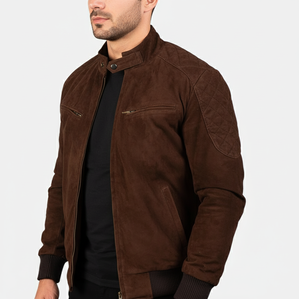 Sven Mocha Suede Bomber Jacket