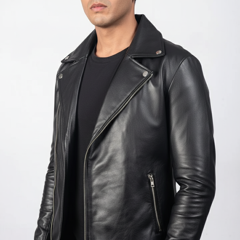 Noah Black Leather Biker Jacket