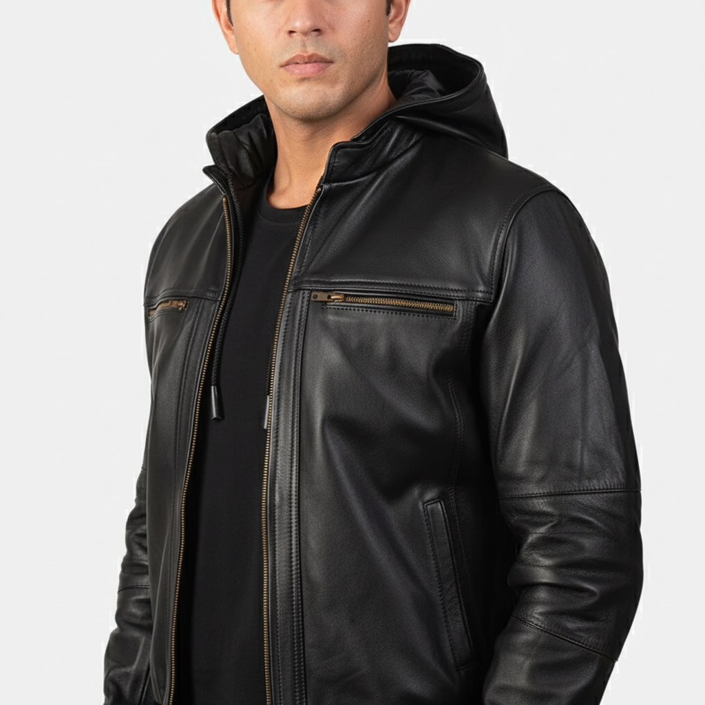 Bouncer Biz Black Leather Bomber Jackets