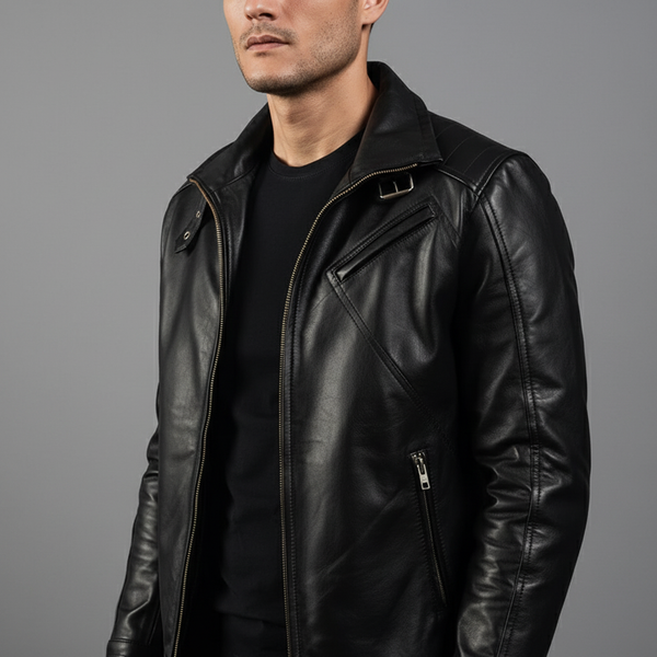 Legacy Black Leather Biker Jacket