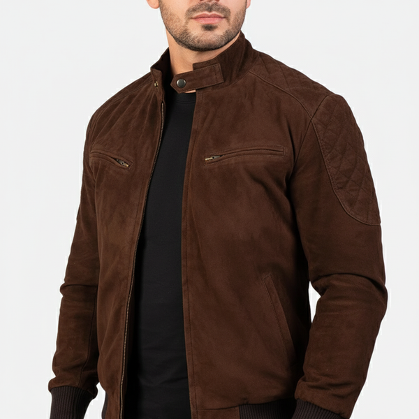 Sven Mocha Suede Bomber Jacket