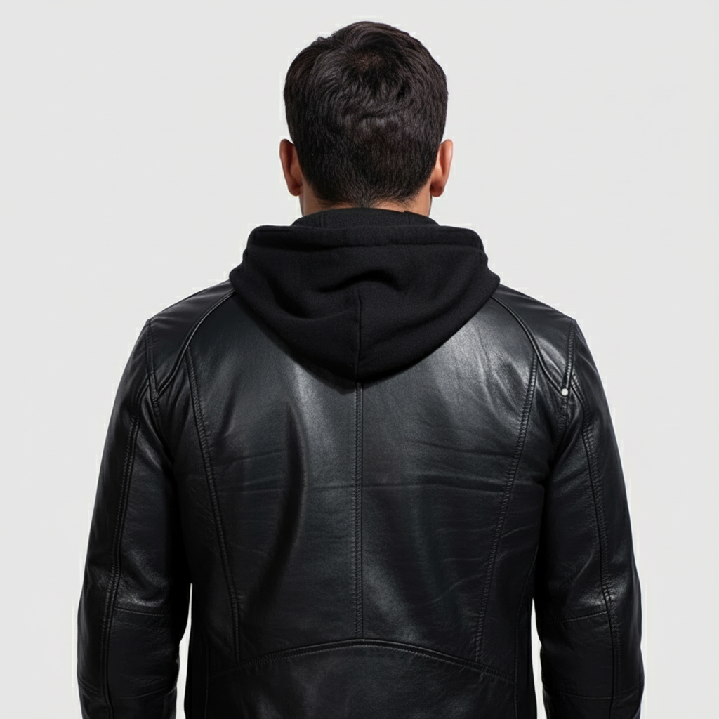 Highschool Black Hooded Leather Jacket