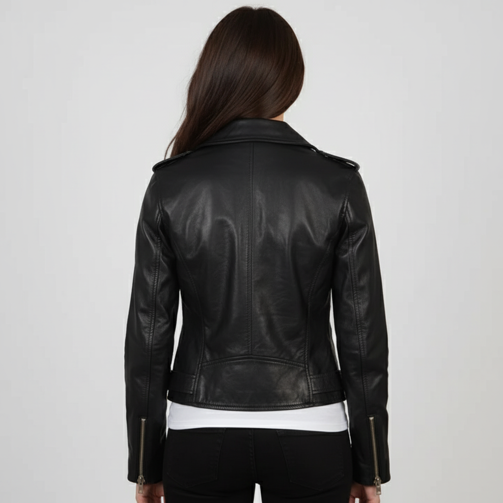 Alison Black Leather Biker Jacket