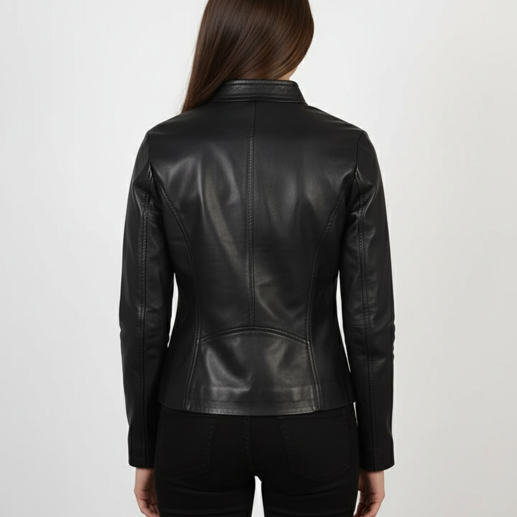 Rave Black Leather Biker Jacket