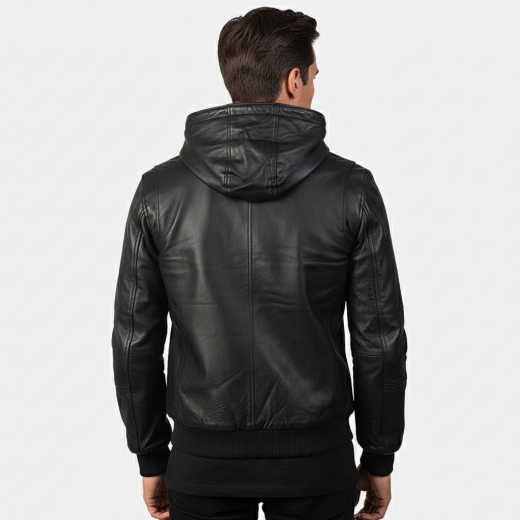 Bouncer Biz Black Leather Bomber Jackets