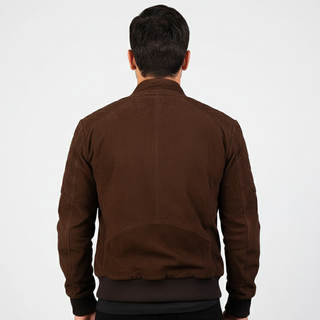 Sven Mocha Suede Bomber Jacket